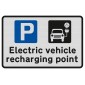 'Electric vehicle recharging point' Inc Symbols Sign Wall Mount R2 Dia 660.9 - 20mm X-Height