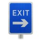 Blue Exit Sign With Arrow - Post Mounted R2