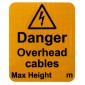 Reflective Danger Overhead Cables Sign For GS6 Height Barriers