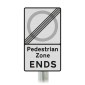 'Pedestrian Zone ENDS' Inc Symbol Sign Face Post Mounted 618.4A (Face Only)