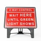4-Way Control Wait HERE Until Green Light Shows Road Sign - Q-Sign - Clearance