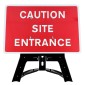 'Caution Site Entrance' QuickFit EnduraSign Inc. Stand & Face