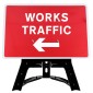 'Works Traffic' Arrow Left QuickFit EnduraSign 7303 Inc Stand & Face