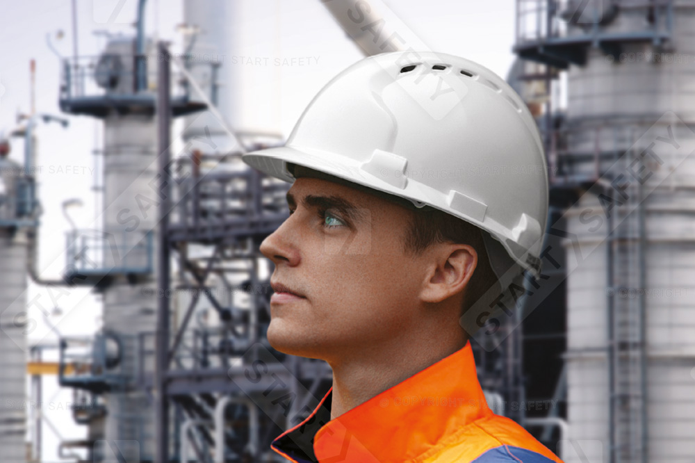 Worker Wearing A JSP Safety Helmet