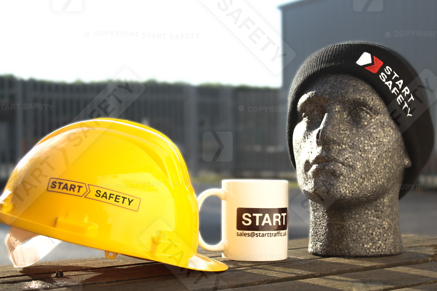 Start Safety Branded Hard Hat, Beanie And Coffee Cup