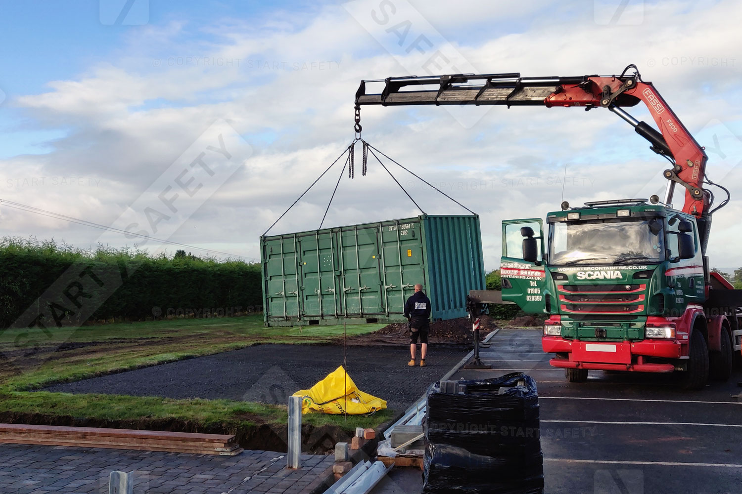 Geogrid base installed ready for shipping container storage