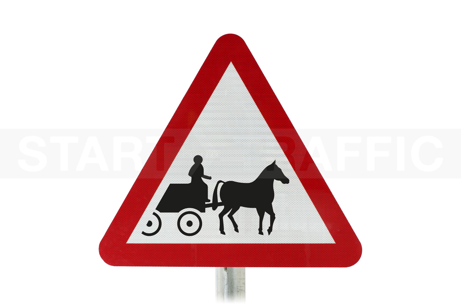 Horse drawn vehicles likely in road Post Mount sign