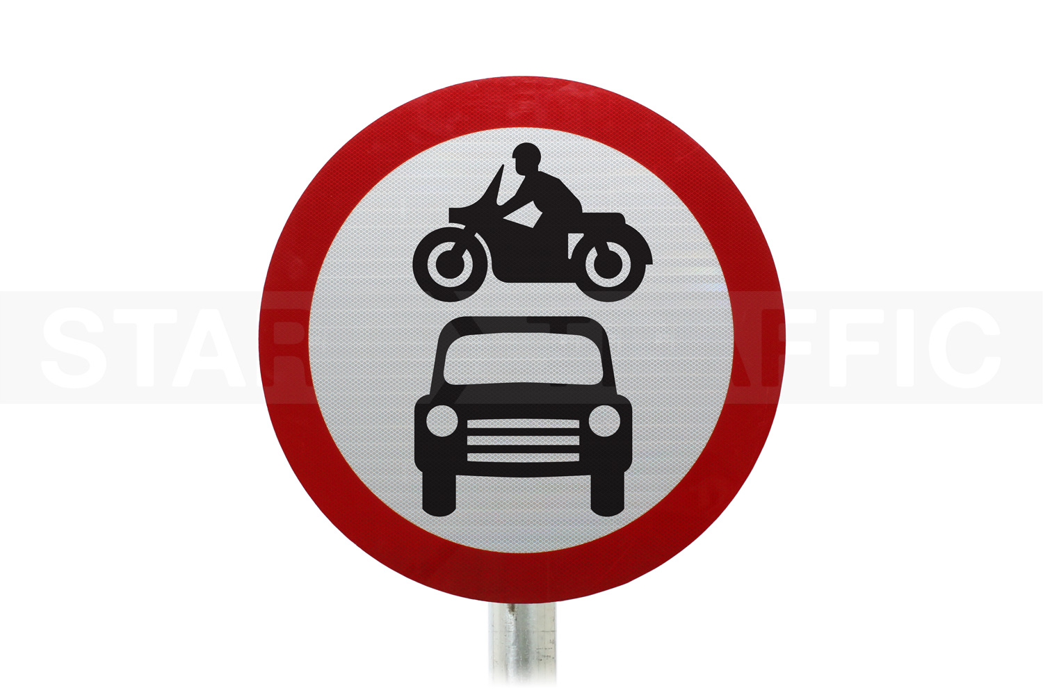 Motor Vehicles Prohibited Post Mounted Sign