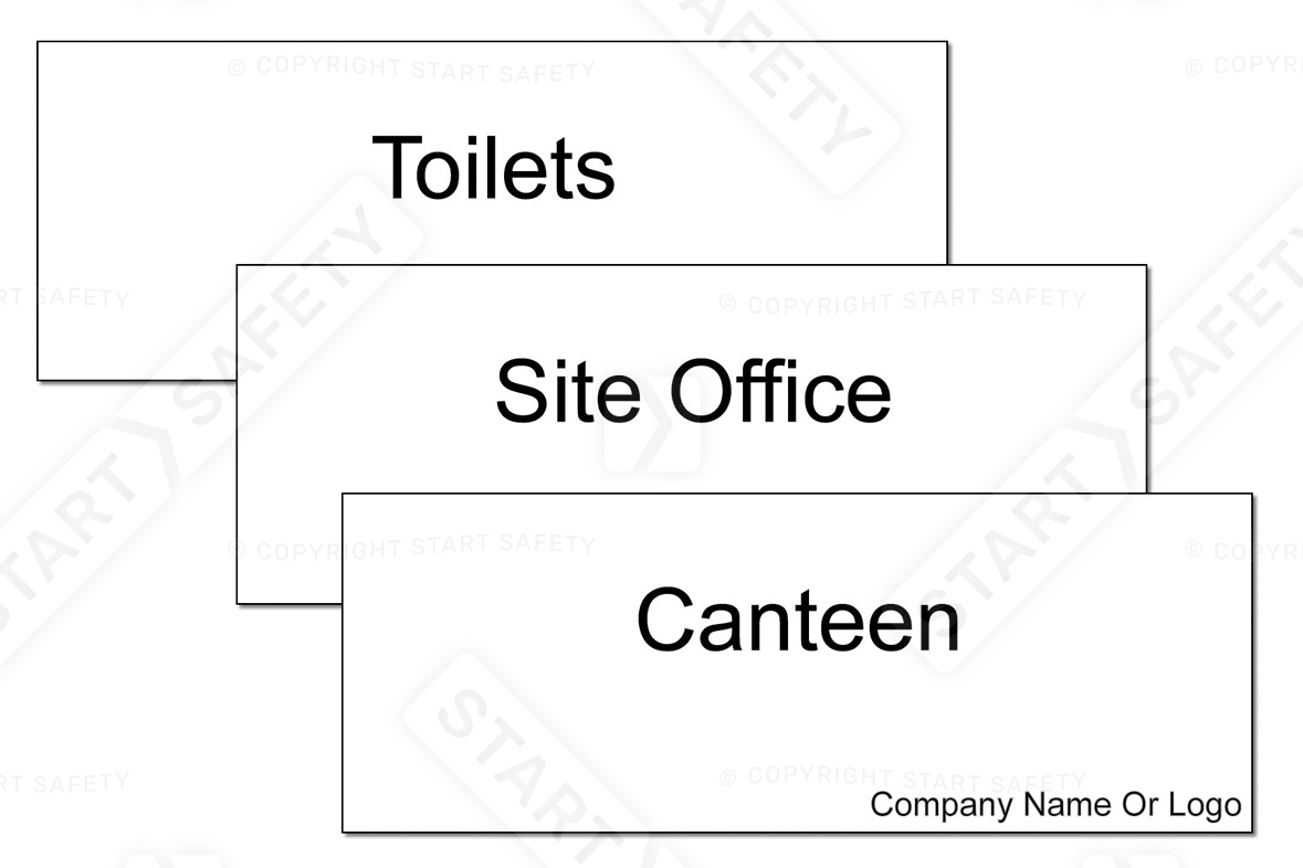 Simple clean site office signage for easy cabin identification